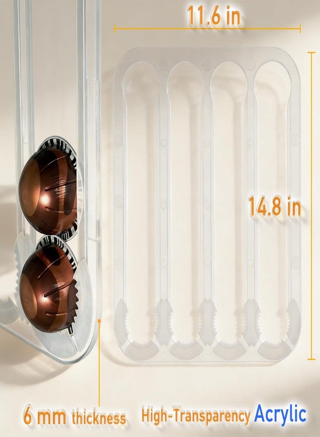 Aucuqu Wall Mount Coffee Pods Organizer for Nespresso Capsules Vertuo, Side Mount Holds up to 24 Capsules in 4 Rails, Clear Acrylic - Image 3