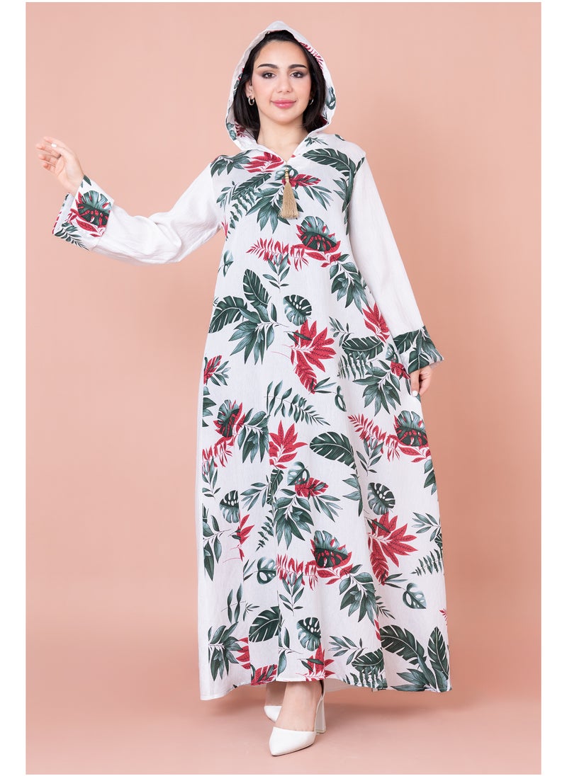 IKKXA Maghrebi Leaf Hooded Jalabiya  - Image 1