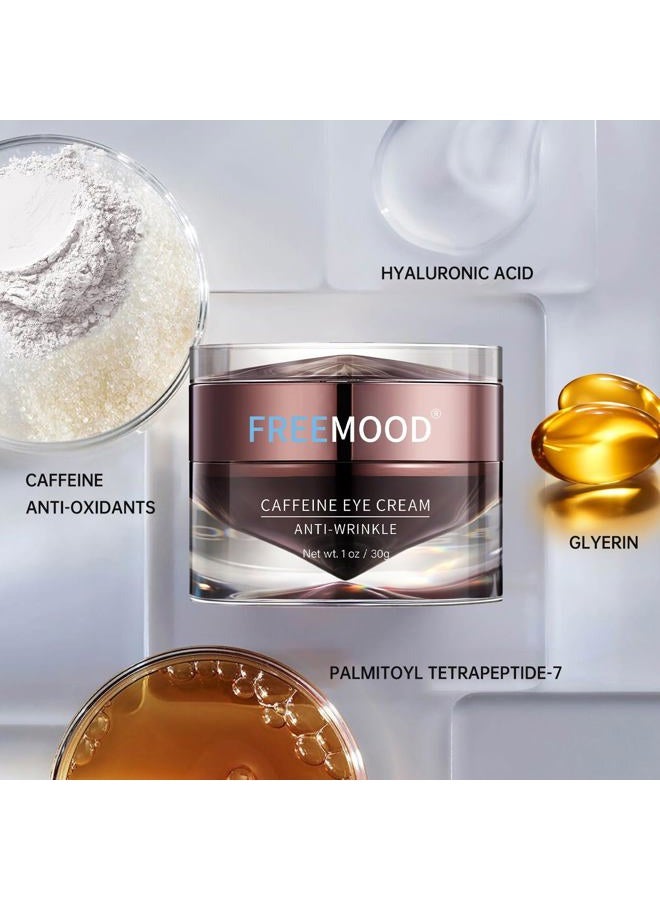 freemood Eye Cream for Dark Circles,Anti-Aging Under Eye Cream with Caffeine,Hyaluronic Acid to Fight Fine Lines,Hydrating Eye Care Serum,1 fl.oz - Image 2