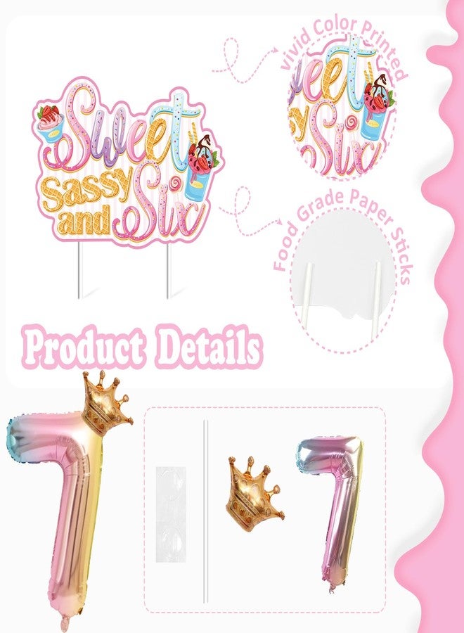 JUYRLE Sweet Sassy And Seven Birthday Decorations- 7th Birthday Decorations For Girls With Donut Banner Sweet Cake Topper 7th Foil Balloon For 7th Donut Themed Party Decor Sweet Seven Party Supplies - Image 4