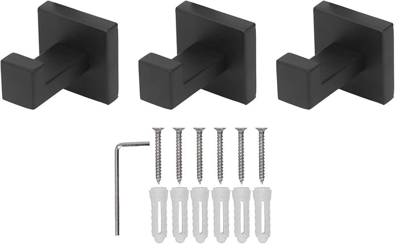 خطافات حائطية من الفولاذ المقاوم للصدأ 3 قطع حزمة ثقيلة لتعليق المعاطف والمناشف والقبعات - Image 1