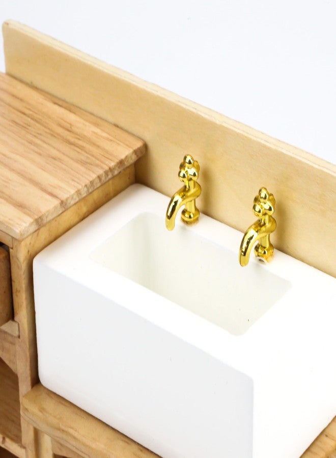 KH866 Dollhouse Sink 1/12 Scale Miniature Furniture Bathroom Mini Kitchen Sink with Cabinet Set Dolls House Wooden Accessory Doll Farmhouse Accessories - Image 5