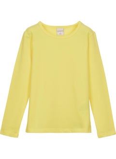 Lovetti Light Yellow Basic Seasonal Lycra Long Sleeve Girls T-Shirt  - Image 1