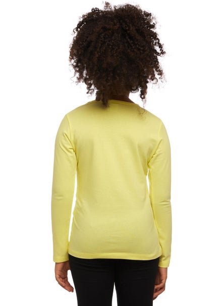 Lovetti Light Yellow Basic Seasonal Lycra Long Sleeve Girls T-Shirt  - Image 4