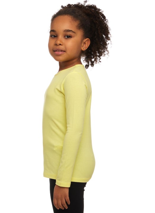 Lovetti Light Yellow Basic Seasonal Lycra Long Sleeve Girls T-Shirt  - Image 3