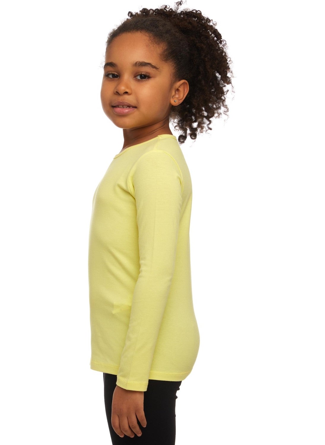 Lovetti Light Yellow Basic Seasonal Lycra Long Sleeve Girls T-Shirt  - Image 3