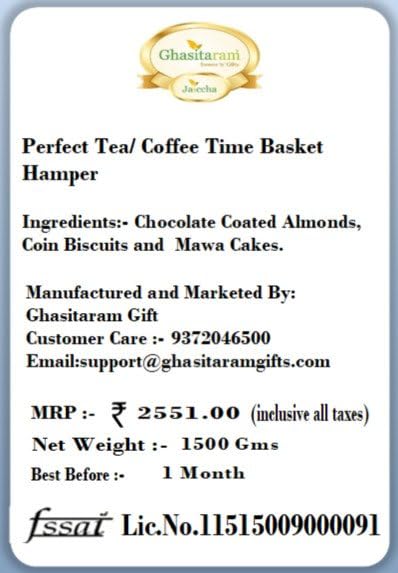 Jaiccha Ghasitaram Rakhi Gifts for Brothers - Perfect Tea/ Coffee Time Basket Hamper with 2 Pearl Rakhis - Image 2
