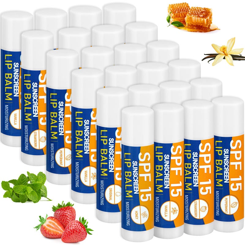 Dimsile 25 Pcs Sunscreen Lip Balms Bulk Spf 30 Lip Balms Sticks with Sunscreen Teacher Nurse Volunteer Employee Appreciation Gifts Bulk Staff Team End of Year Coworkers Gifts for Women Men - Image 1