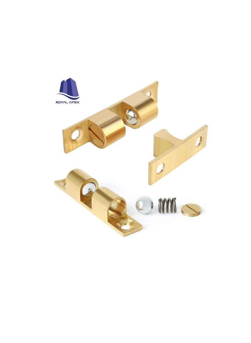 Cabinet Cupboard Door Catch Adjustable Double Ball Tension Catch for Cupboard Cabinet Door Furniture Latch 4 Pcs 70mm Brass SS Coated - Image 3