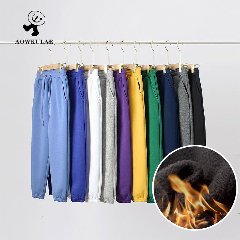 Fleece-Lined Children'S Pants Boys Casual Pants Large Children Solid Color Thick Warm Girls Pants - Image 2