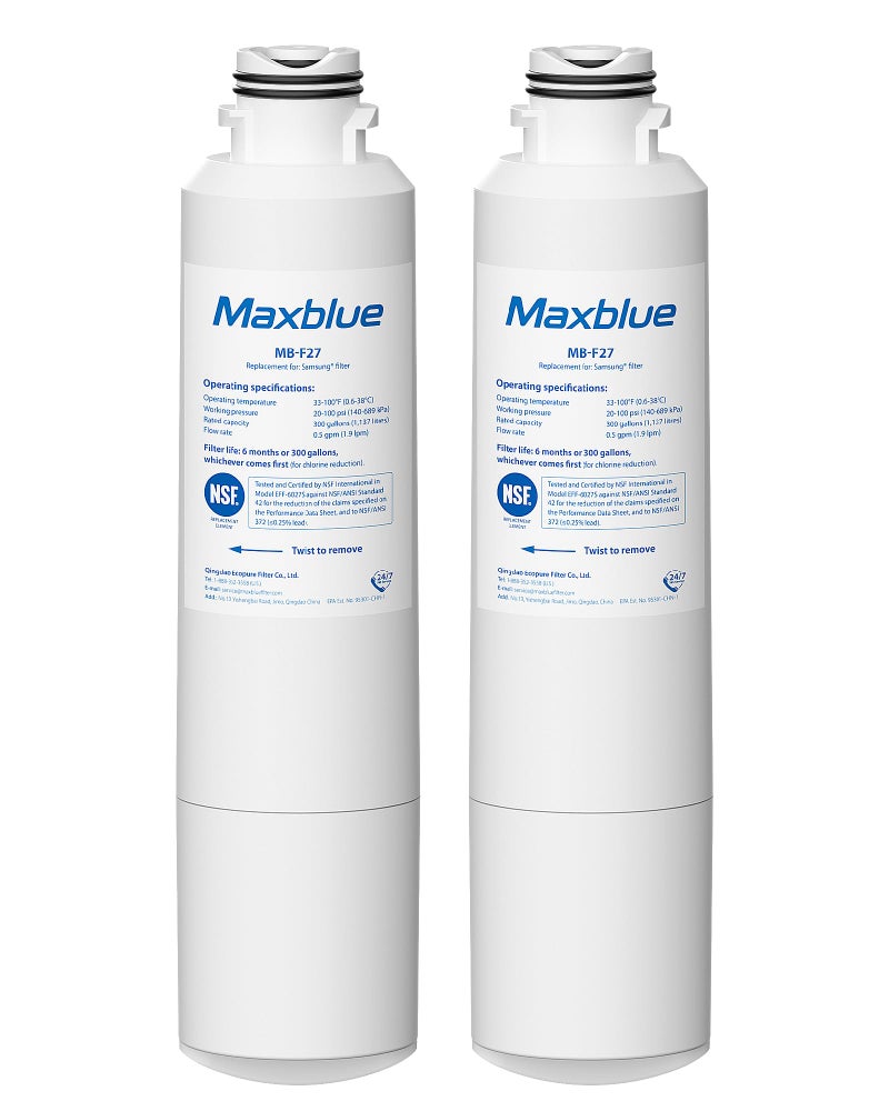 Maxblue DA29-00020B Refrigerator Water Filter, Replacement for Samsung® HAF-CIN/EXP, HAF-CIN, RF28HMEDBSR/AA, RF28K9380SR, RF263BEAESR/AA, RF28JBEDBSG, RF4287HARS, RF28HFEDTSR, DA97-08006A, 2 Pack - Image 1