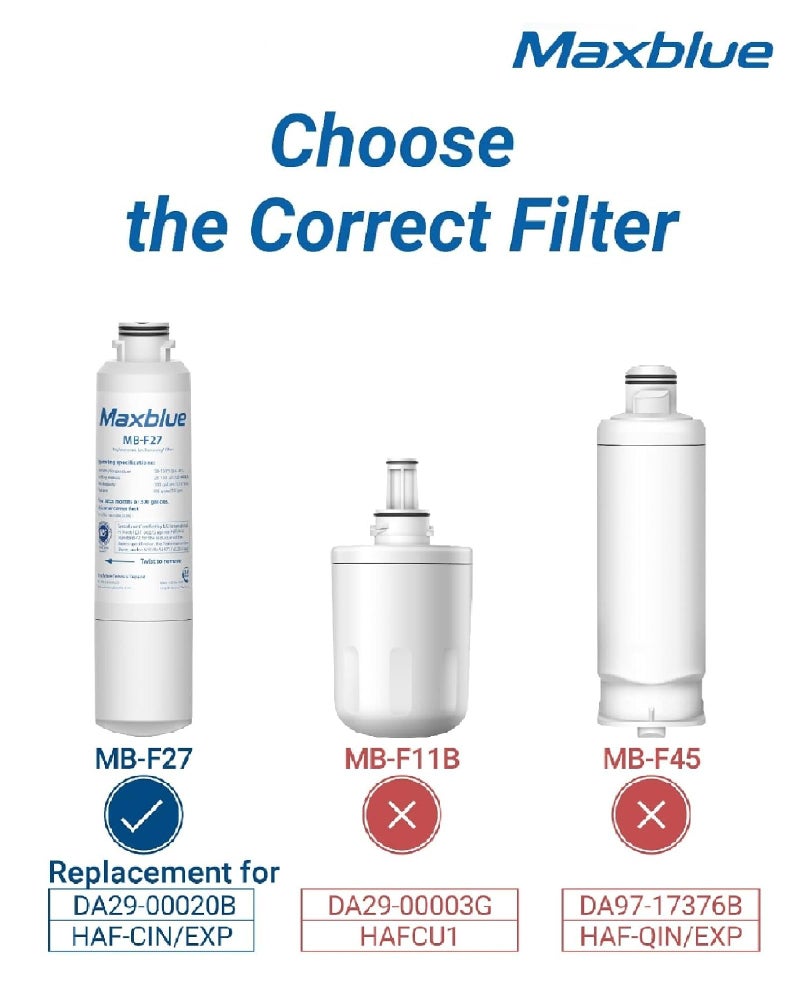 Maxblue DA29-00020B Refrigerator Water Filter, Replacement for Samsung® HAF-CIN/EXP, HAF-CIN, RF28HMEDBSR/AA, RF28K9380SR, RF263BEAESR/AA, RF28JBEDBSG, RF4287HARS, RF28HFEDTSR, DA97-08006A, 2 Pack - Image 2