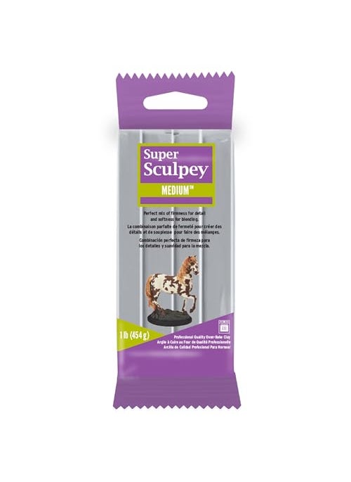Super Sculpey Super Sculpey Medium Gray Premium Non Toxic Medium firmness Sculpting Modeling Polymer clay Oven Bake Clay 1 pound bar Great for all advanced sculptors model makers and movie studios 