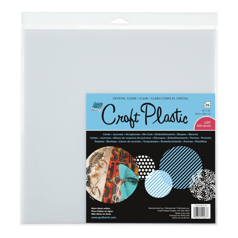 Grafix Ultra Clear .020 Plastic, Durable and Archival Film, Perfect for DIY Crafts, Stencils, Journals, Cards, 3D Embellishments, and More, 12" x 12", 25 Pack - Image 4