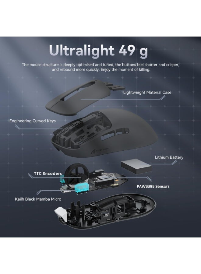 Attack Shark X3 Wireless Gaming Mouse, 26,000 DPI PAW3395 Sensor, Ultra-Light 49g Ergonomic Esports Mouse, Tri-Mode Bluetooth 2.4GHz & Wired Connectivity, 200H Battery Life, Programmable Gaming Mouse for PC, Laptop & Mac - Image 5
