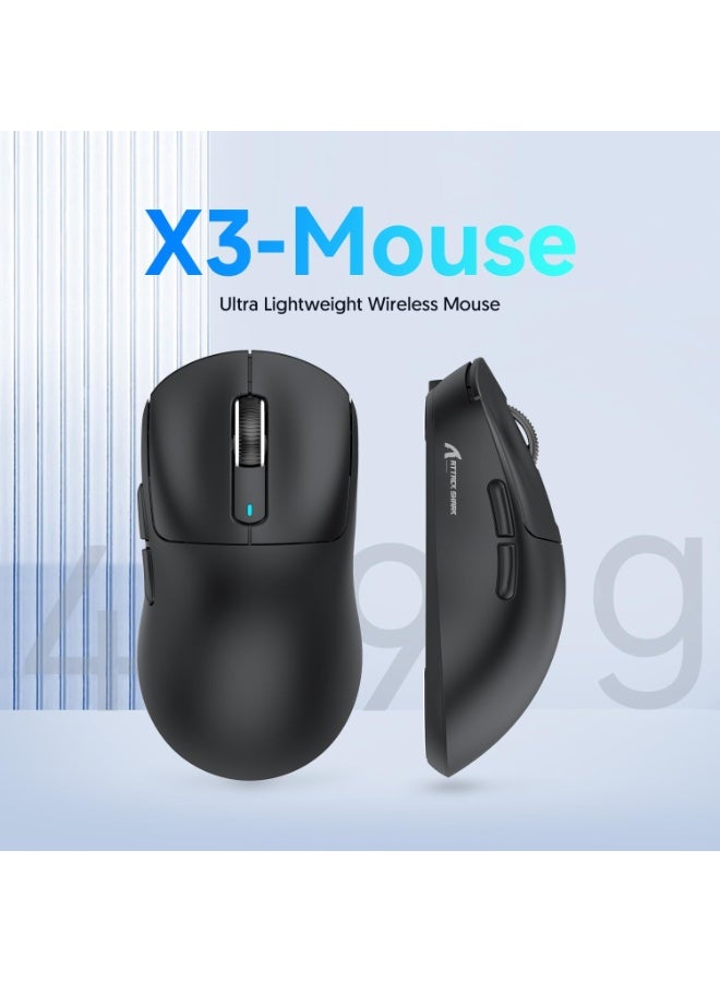 Attack Shark X3 Wireless Gaming Mouse, 26,000 DPI PAW3395 Sensor, Ultra-Light 49g Ergonomic Esports Mouse, Tri-Mode Bluetooth 2.4GHz & Wired Connectivity, 200H Battery Life, Programmable Gaming Mouse for PC, Laptop & Mac - Image 2