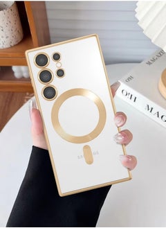 Galaxy S24 Ultra Magnetic Case Compatible with Magsafe Support Wireless Charging Camera Protection Shiny Plating Anti Scratch Slim Thin Protective Case Cover for Samsung Galaxy S24 Ultra