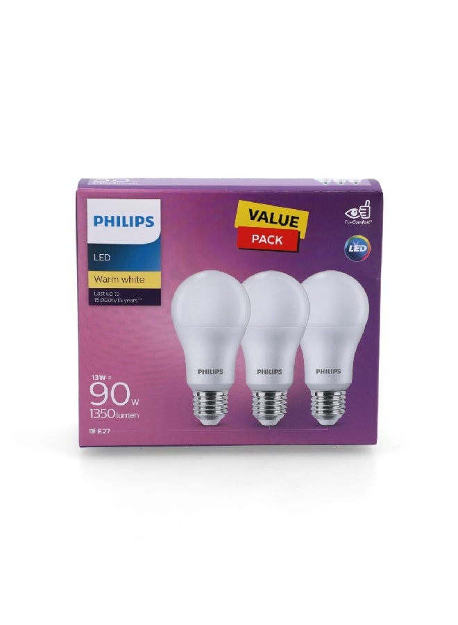 فيليبس طقم مصابيح LED غير قابلة للتعتيم 13 واط 3 قطع دافئ أبيض 12.8 × 6.1 × 14.9 مم PHI-929002305086 - Image 5