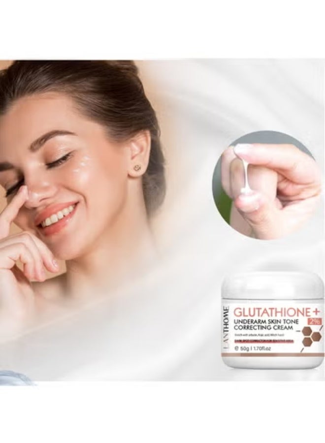LANTHOME 2% Glutathione Intensive Whitening Facial Cream with Kojic Acid & Vitamin C, Dark Spot Age Spot Reducer, 50g - Image 3