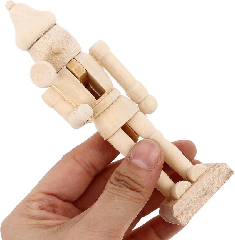 ARTIBETTER 6pcs 12cm White Wooden Nutcracker Puppet Dolls DIY Christmas Soldier Figurines Craft Set for Holiday Decoration and Painting Random Style - Image 3
