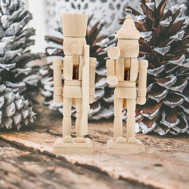 ARTIBETTER 6pcs 12cm White Wooden Nutcracker Puppet Dolls DIY Christmas Soldier Figurines Craft Set for Holiday Decoration and Painting Random Style - Image 4