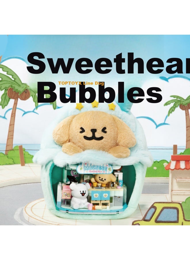 Top Toy Line Puppy Happy Business Series Dessert Shop Plush Building Block Assembly Toy Girls Birthday New Year Gift - Image 4