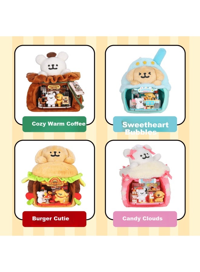 Top Toy Line Puppy Happy Business Series Dessert Shop Plush Building Block Assembly Toy Girls Birthday New Year Gift - Image 5