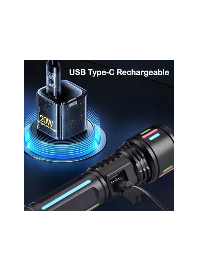 PROMASS Rechargeable Flashlights High Lumens, Led Handheld Flashlight with Fluorescent, Super Bright 12 Hours Long Life LED Flashlight with 5 Modes,IPX6, Zoomable Long Shot Flash Light for Home, Outdoor - Image 4