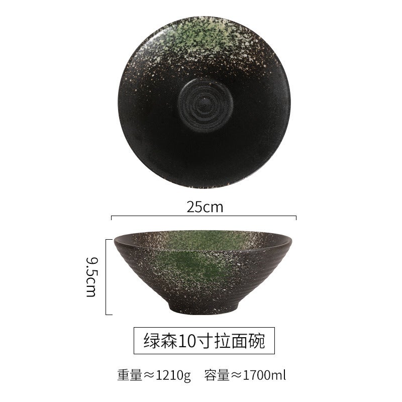 Japanese-Style Roodle Bowl Creative Ceramic Bucket Bowl Household Retro Soup Bowl Restaurant Tableware Horn Bowl Commercial - Image 1