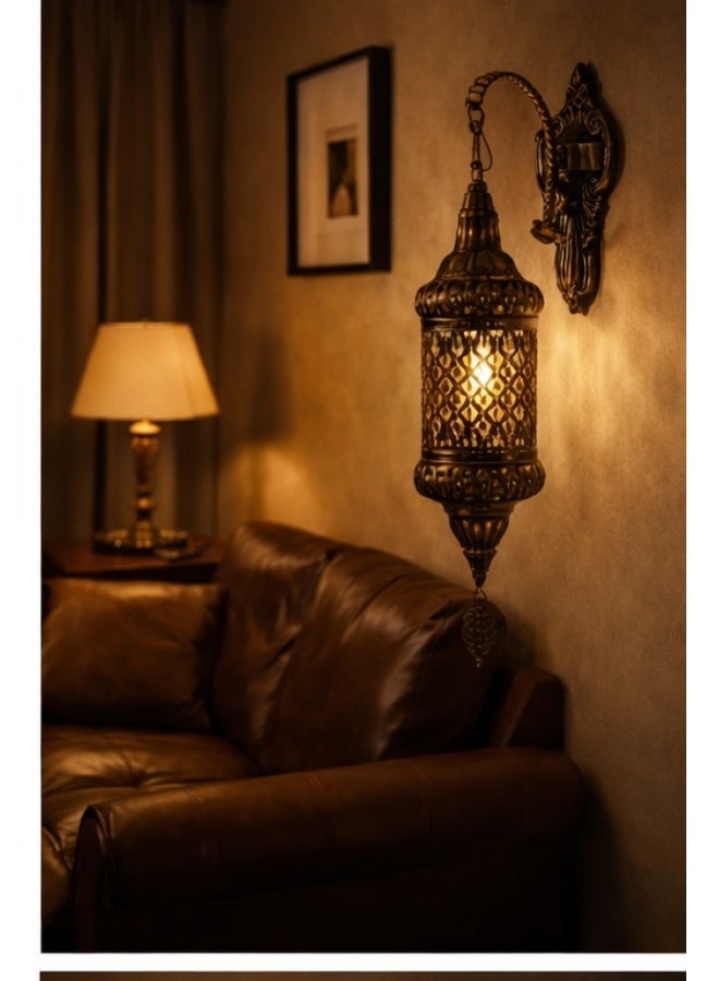 Prime Sole Vintage Wall Lantern Light, Decorative Hanging Wall Lamp with Intricate Metal Design, Indoor Outdoor Lighting Fixture for Bedroom Living Room Hallway Garden Café - Image 2