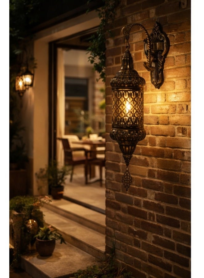 Prime Sole Vintage Wall Lantern Light, Decorative Hanging Wall Lamp with Intricate Metal Design, Indoor Outdoor Lighting Fixture for Bedroom Living Room Hallway Garden Café - Image 3