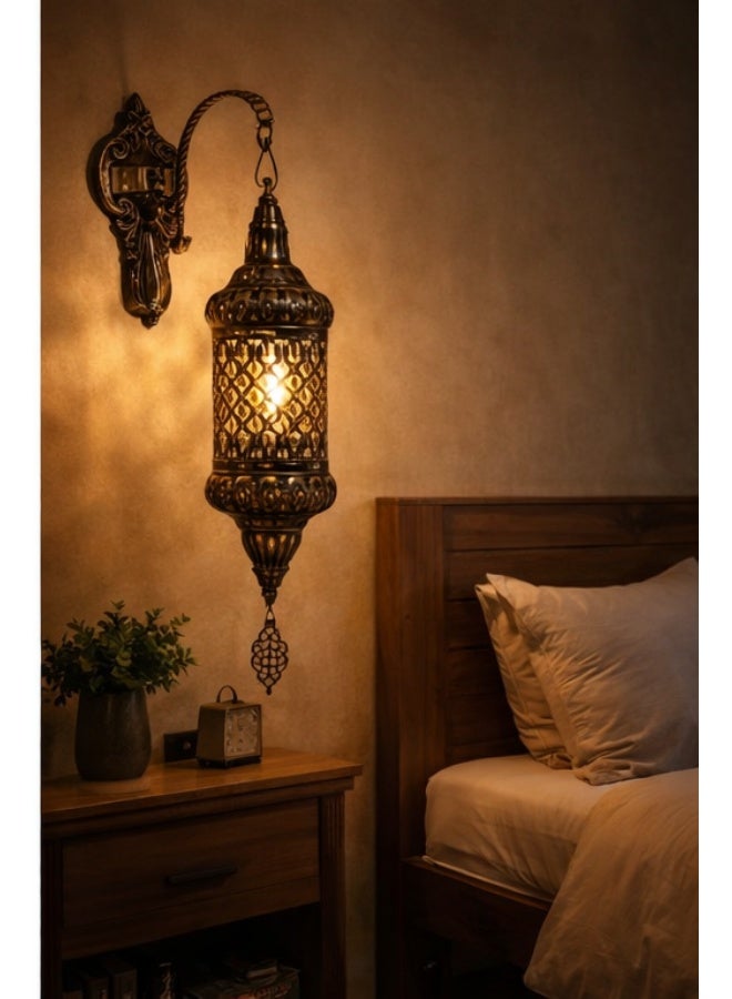 Prime Sole Vintage Wall Lantern Light, Decorative Hanging Wall Lamp with Intricate Metal Design, Indoor Outdoor Lighting Fixture for Bedroom Living Room Hallway Garden Café - Image 4