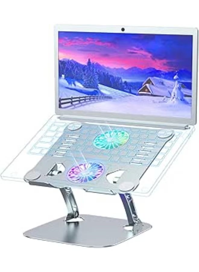 Aluminum Laptop Stand with Cooling Fan – Adjustable Height, Fits Laptops up to 17.3” - Image 1