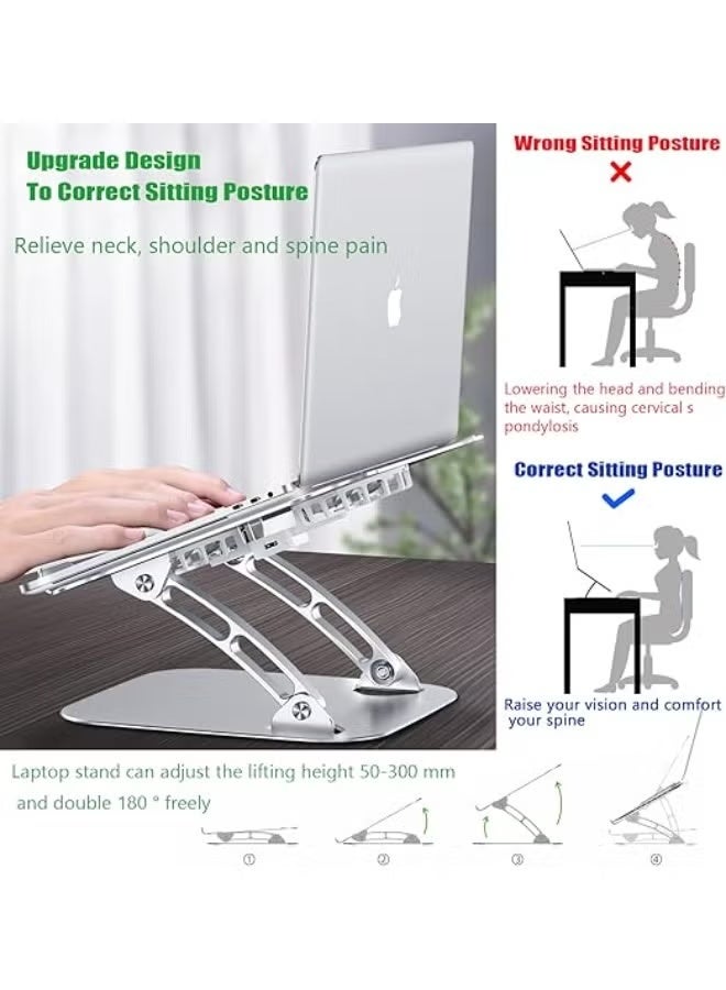 Aluminum Laptop Stand with Cooling Fan – Adjustable Height, Fits Laptops up to 17.3” - Image 2