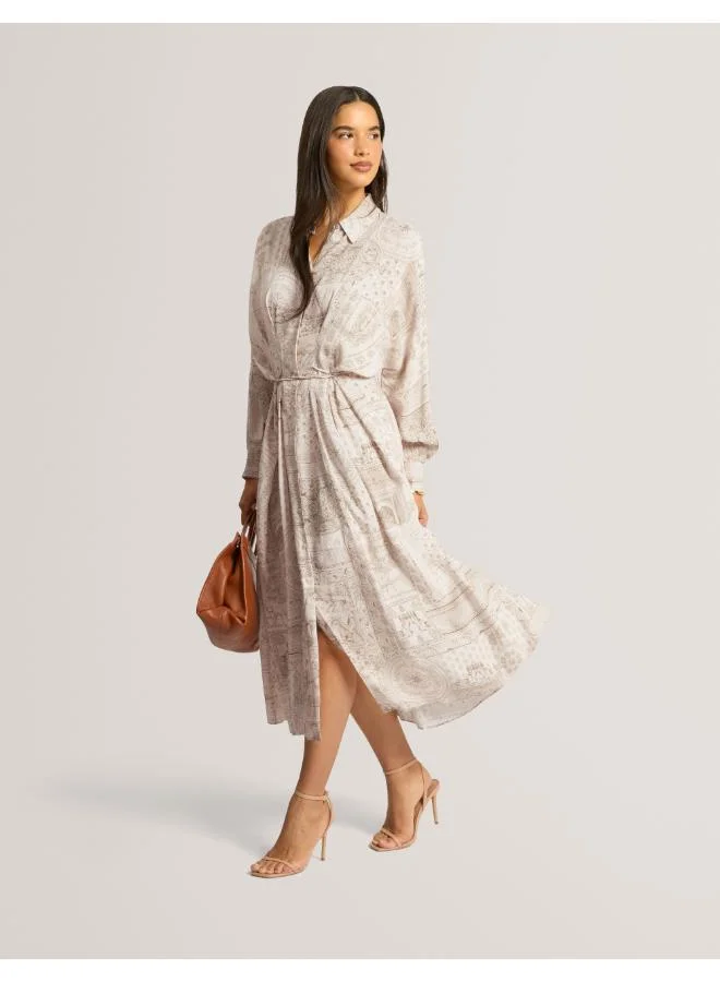 Printed Midi Shirt Dress