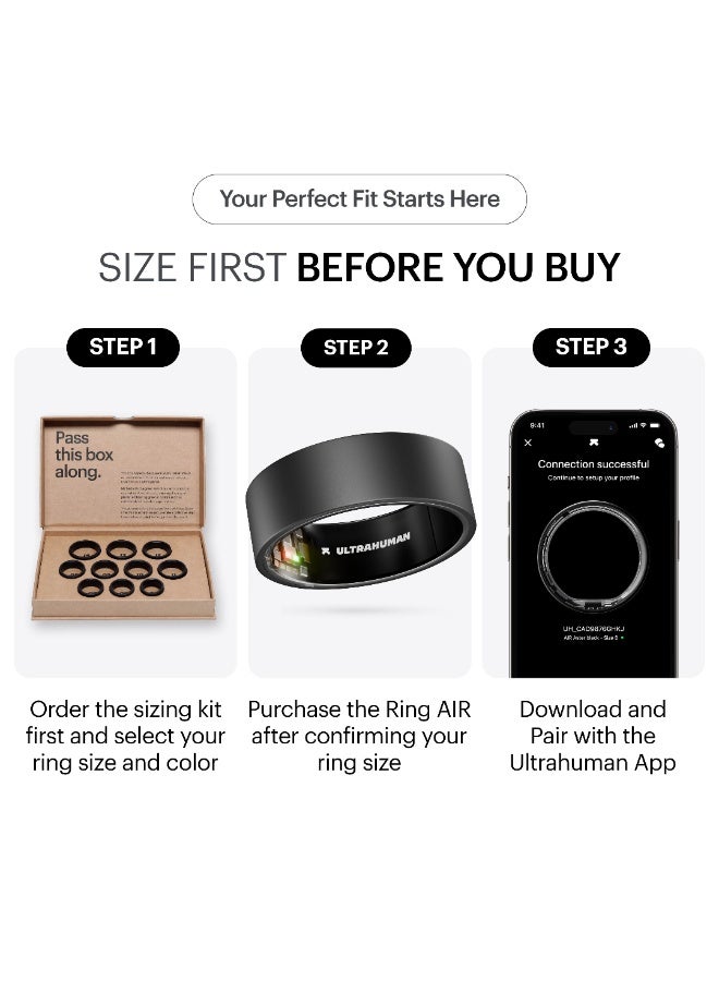 ULTRAHUMAN Ultrahuman Ring AIR - Advanced Sleep-Tracking Wearable, HRV & Temperature Monitoring, Track Workout, Movement & Recovery, Water Resistant, 6 Days Battery Life(Size 7) - Image 2