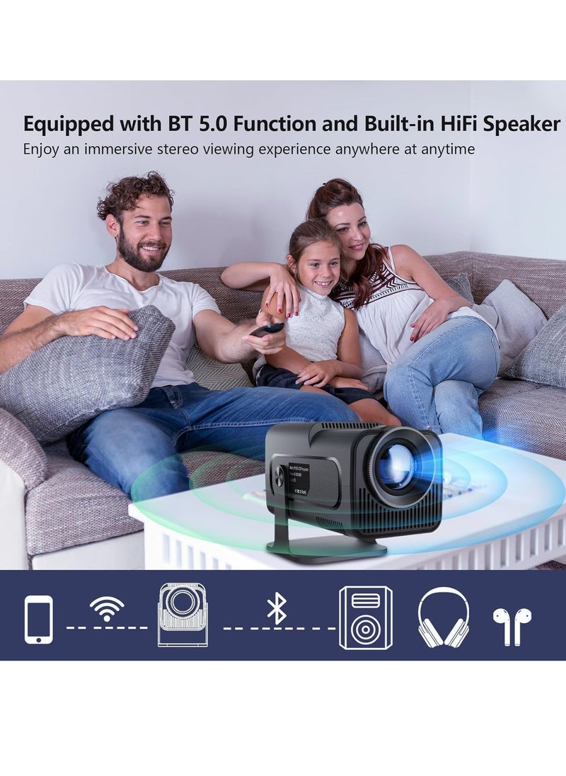 JAJEEK - Mini Projector with WiFi 6 & Bluetooth – Native 1080P, Auto Focus, 4K Support, Outdoor Movie Projector, Short Throw Home Theater Projector with Android 11 - Image 1