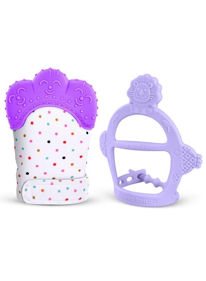 Vicloon Vicloon Silicone Teething Mitt, 2Pcs Baby Teething Mitten, Baby Teething Toy with Adjustable Strap, Crinkle Sound and Textured, Baby Teething Mitten Self Soothing Baby Chew Toys for 0-6month Infants  - Image 1