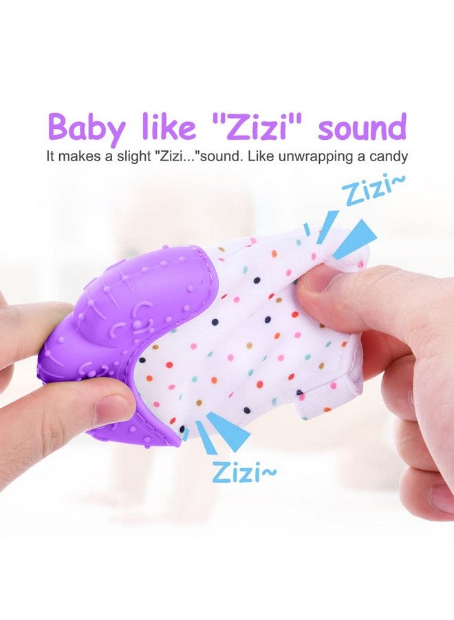 Vicloon Vicloon Silicone Teething Mitt, 2Pcs Baby Teething Mitten, Baby Teething Toy with Adjustable Strap, Crinkle Sound and Textured, Baby Teething Mitten Self Soothing Baby Chew Toys for 0-6month Infants  - Image 4