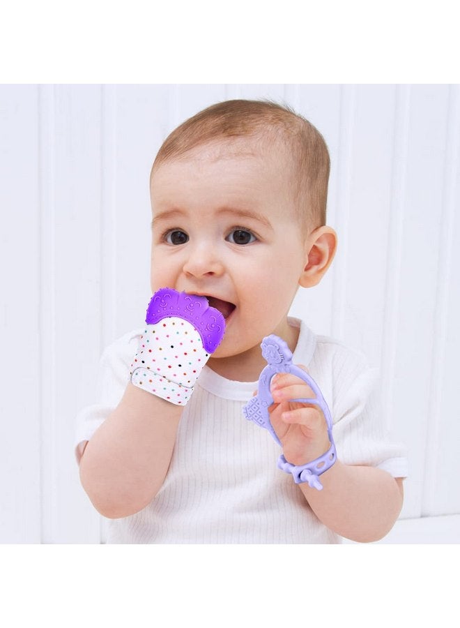 Vicloon Vicloon Silicone Teething Mitt, 2Pcs Baby Teething Mitten, Baby Teething Toy with Adjustable Strap, Crinkle Sound and Textured, Baby Teething Mitten Self Soothing Baby Chew Toys for 0-6month Infants  - Image 5