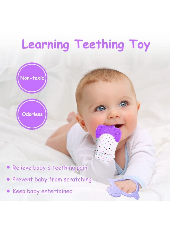 Vicloon Vicloon Silicone Teething Mitt, 2Pcs Baby Teething Mitten, Baby Teething Toy with Adjustable Strap, Crinkle Sound and Textured, Baby Teething Mitten Self Soothing Baby Chew Toys for 0-6month Infants  - Image 3