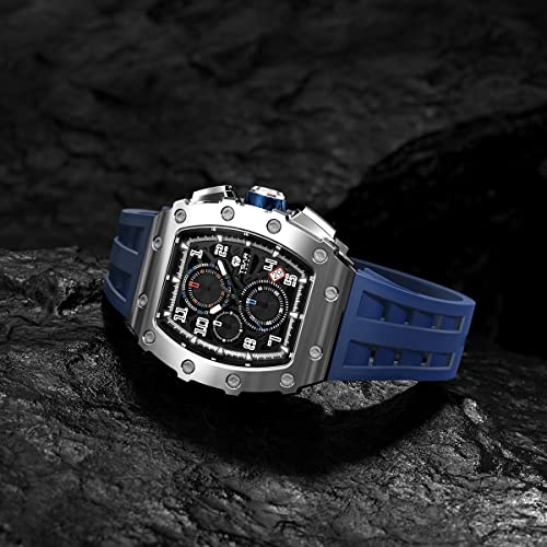 TSAR BOMBA Watch for Men, Luxury Square Watch Japan Quartz Movement Sapphire Glass Mens Watches with Chronograph 50M Waterproof Luminous Calendar Men's Wrist Watches - Image 5