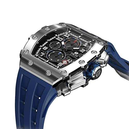 TSAR BOMBA Watch for Men, Luxury Square Watch Japan Quartz Movement Sapphire Glass Mens Watches with Chronograph 50M Waterproof Luminous Calendar Men's Wrist Watches - Image 2