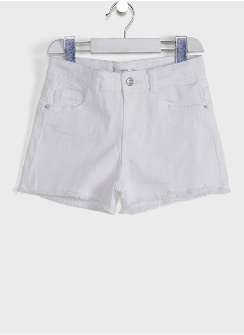 Kids Frayed Hem Denim Shorts