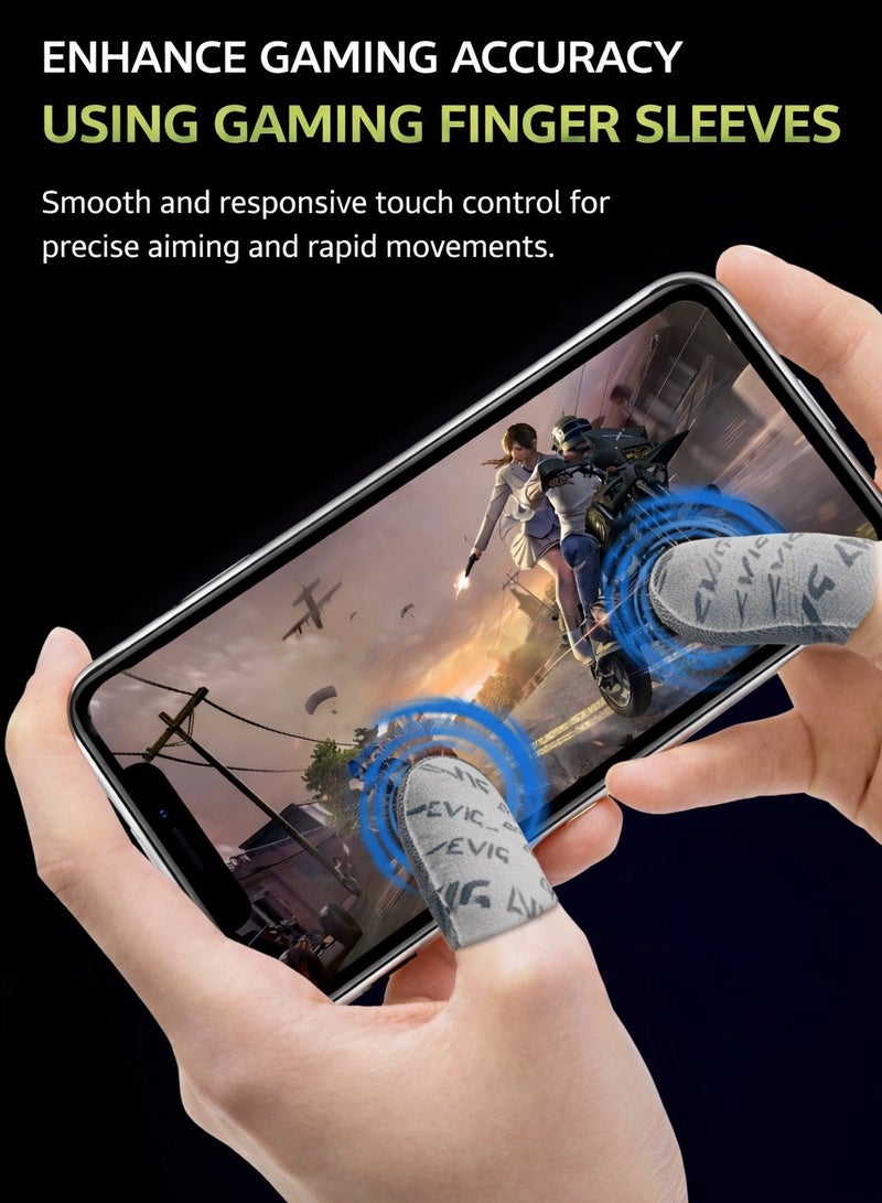 PIVA Dragon Scale Gaming Finger Sleeves – High Sensitivity Silver Fiber, Ultra-Thin & Lightweight, Anti-Sweat Breathable Touchscreen Finger Covers, Smooth & Lag-Free Control for PUBG Mobile, RedMagic, iPhone, iPad & Android (2 Pairs / 4 Pcs) - Image 2