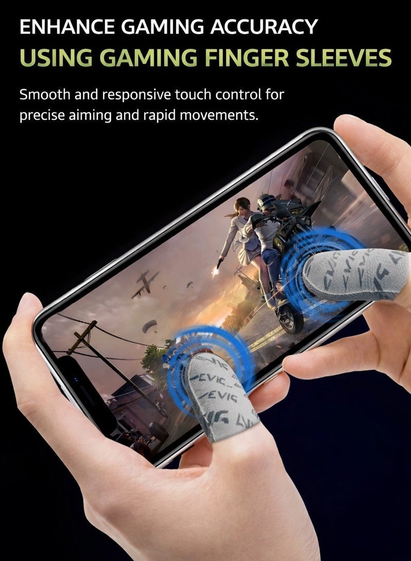 PIVA Dragon Scale Gaming Finger Sleeves – High Sensitivity Silver Fiber, Ultra-Thin & Lightweight, Anti-Sweat Breathable Touchscreen Finger Covers, Smooth & Lag-Free Control for PUBG Mobile, RedMagic, iPhone, iPad & Android (2 Pairs / 4 Pcs) - Image 4