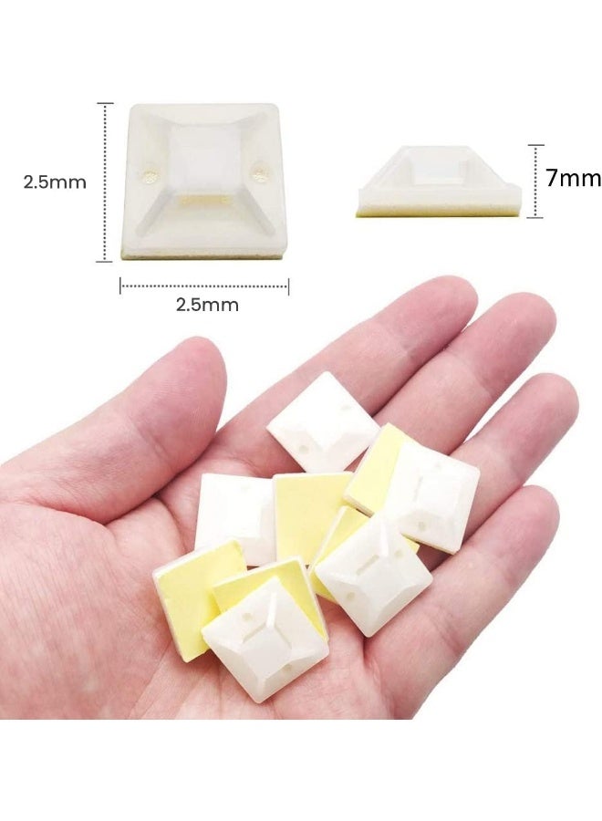 Royal Apex Premium Zip Tie Adhesive-Backed Mounts Professional Grade White Cable Tie Bases 100 28X28 Mm  - Image 2