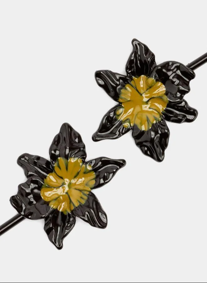 PARFOIS Brown Bar earrings with flower for Women | Best Price UAE