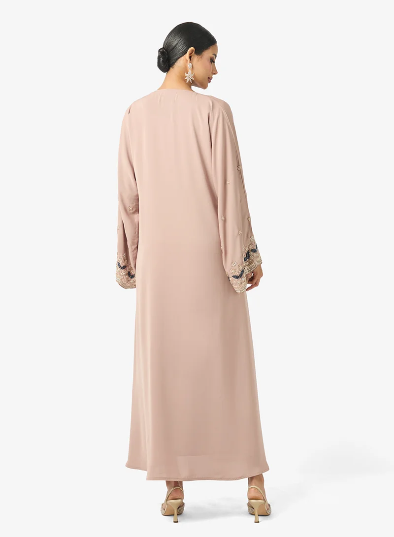 hayas closet Embellished Flared Sleeve Abaya