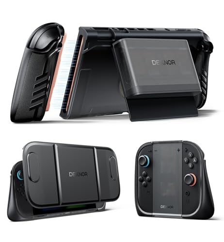 Dexnor for Nintendo Switch 2 Case 2025 Dockable Cover with Transformable Grip Detachable Magnetic Card Holder 5 Games 2 SD Card Storage Adjustable Kickstand Front Cover Ergonomic Design - Image 1